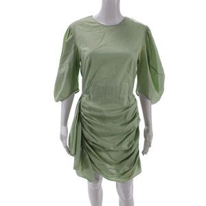 Rhode Round Neck Long Sleeve Lined Short Dress Green Size M